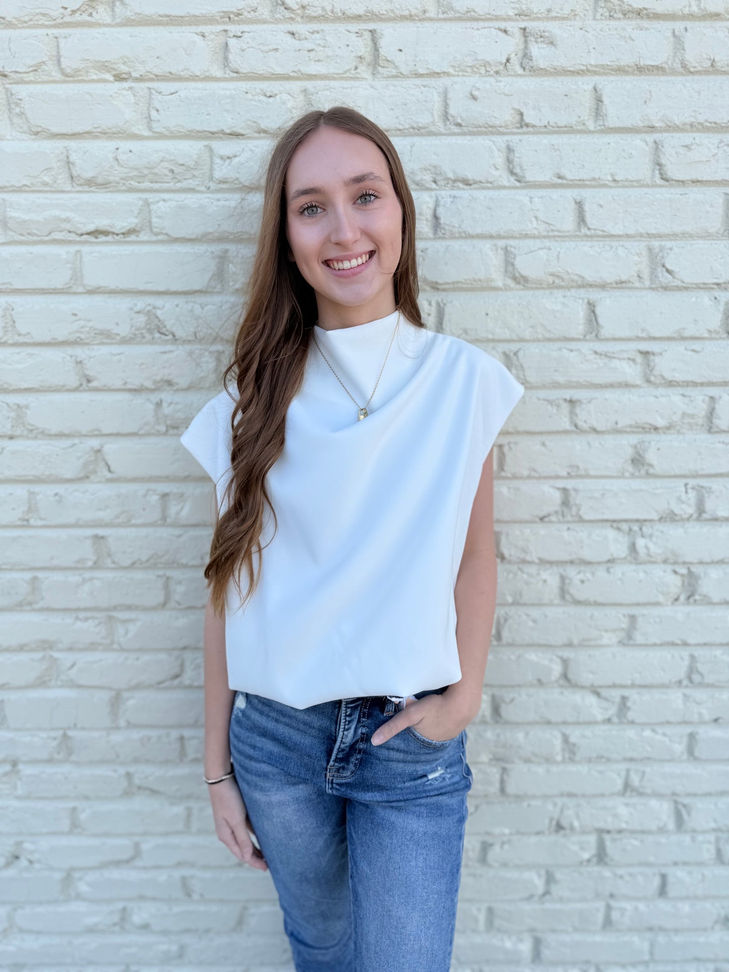 Poppy Mock Neck Balloon Top