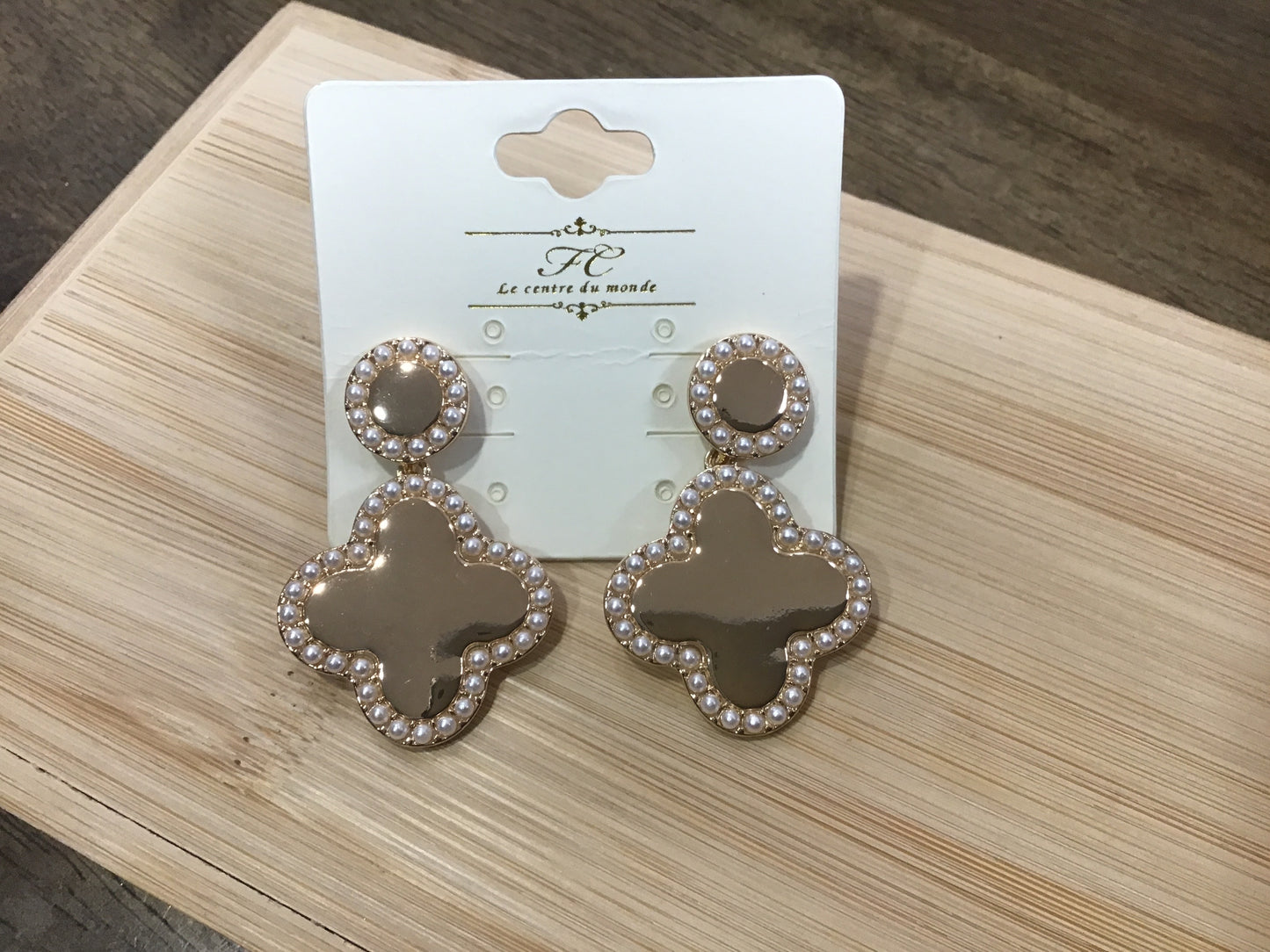 Pave Clover Drop Earrings