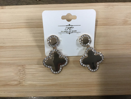 Pave Clover Drop Earrings
