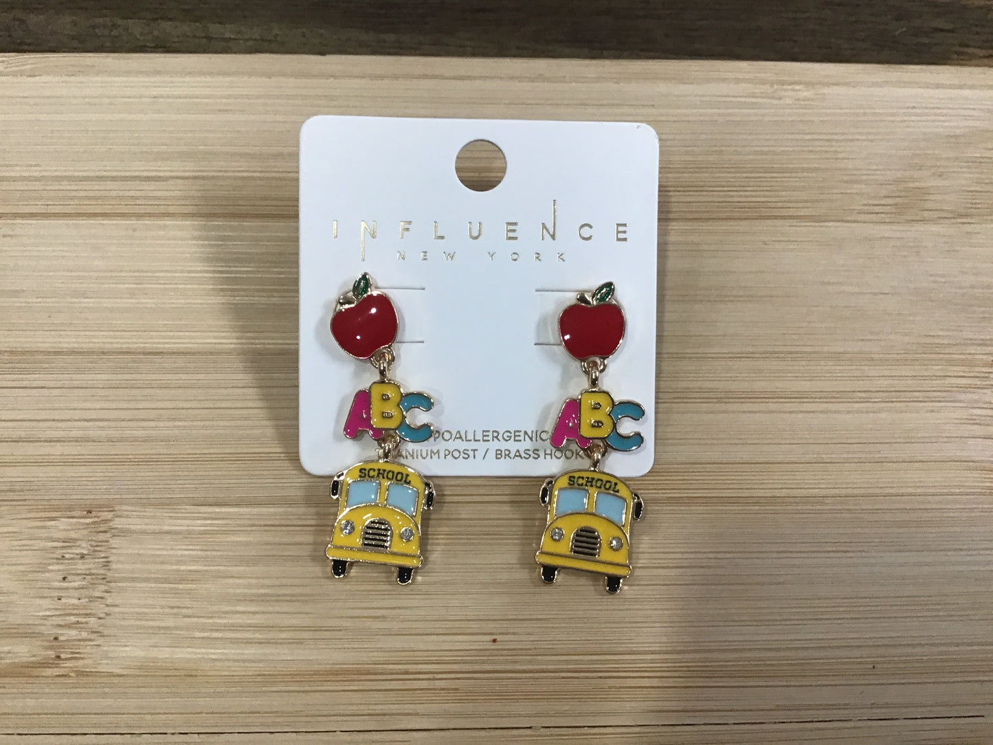 School Bus And Apple Earrings