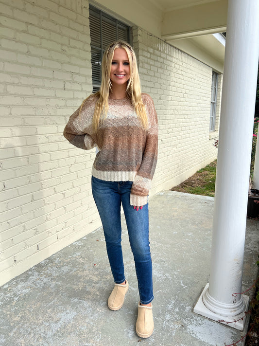 brown swirl sweater