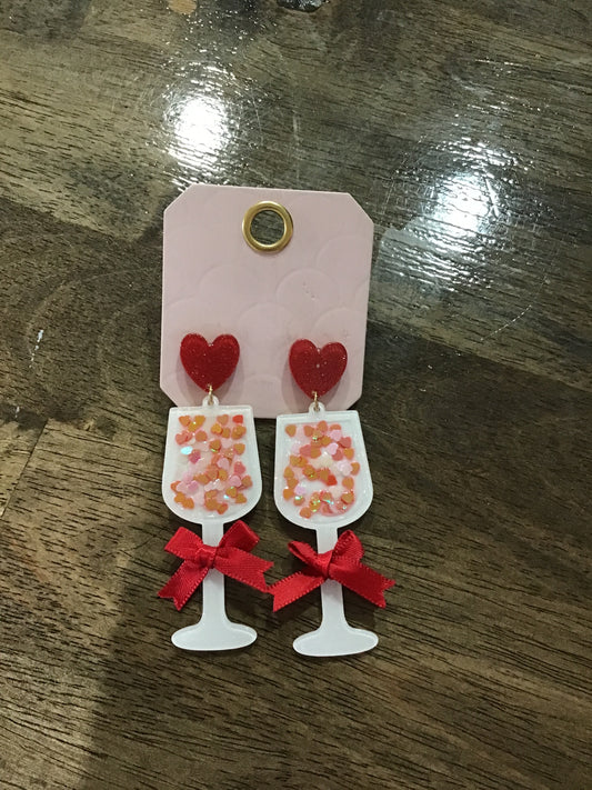 wine heart earrings