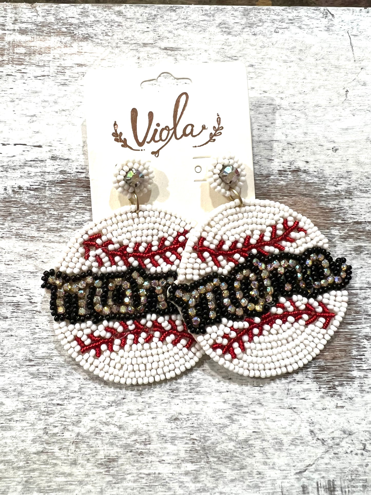 Mama Beaded Baseball Earrings