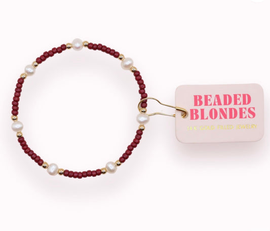 Beaded Blonde Maroon Pearl