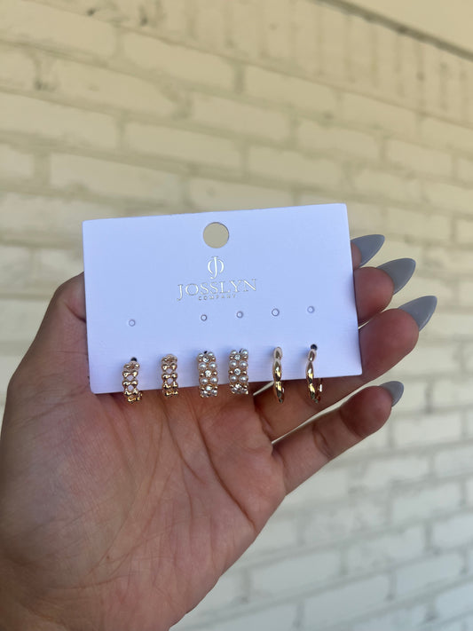 Trio Pearl Hoop Earring Set