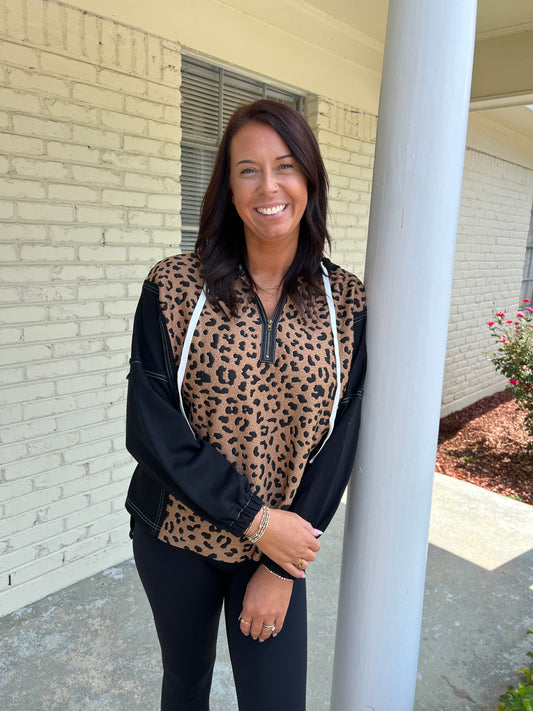 Cheetah Zip Up Sweater