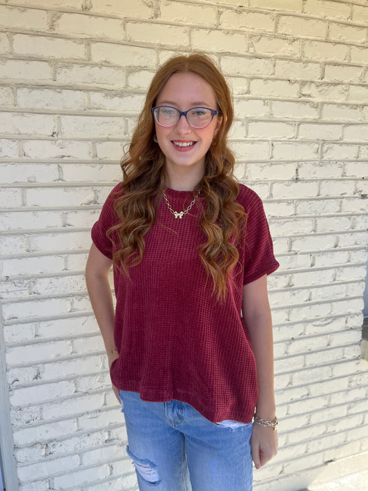 Starlight Waffle Cap Sleeve Sweater