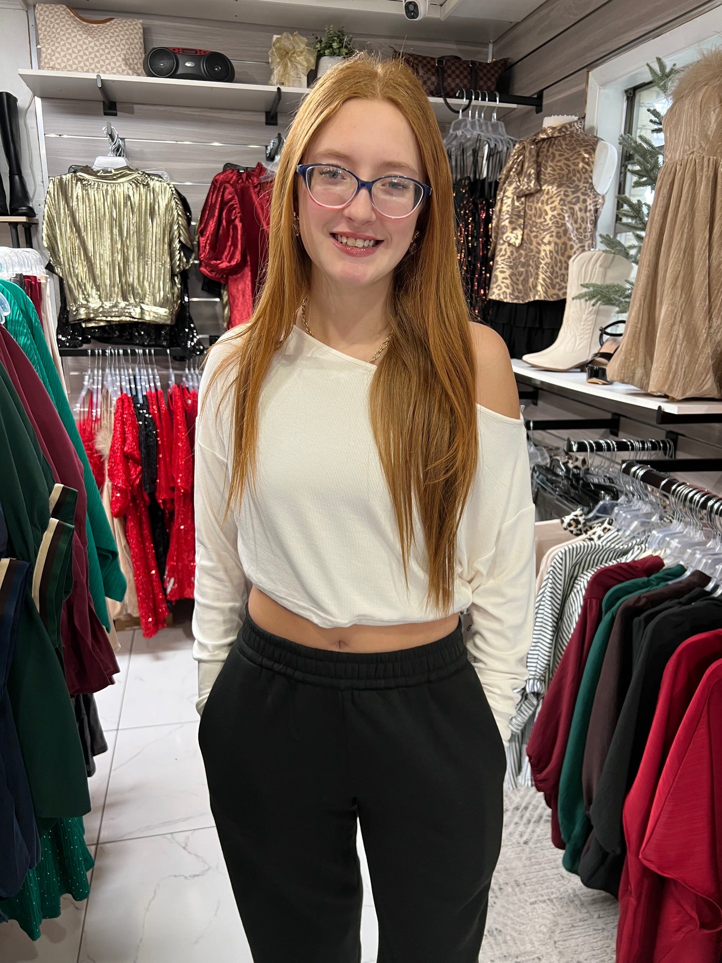 The Ansley Knit Off The Shoulder Long Sleeve