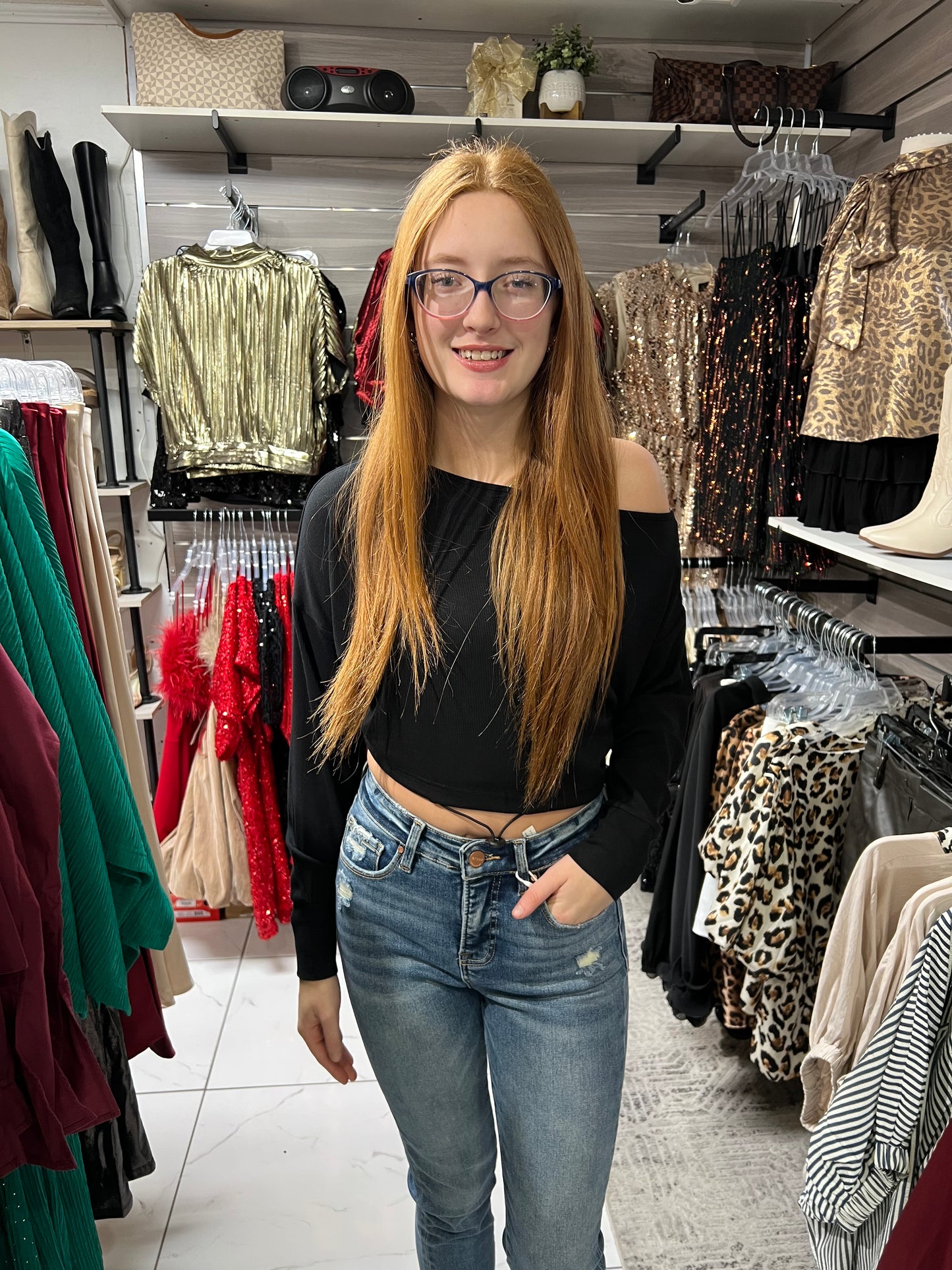 The Ansley Knit Off The Shoulder Long Sleeve