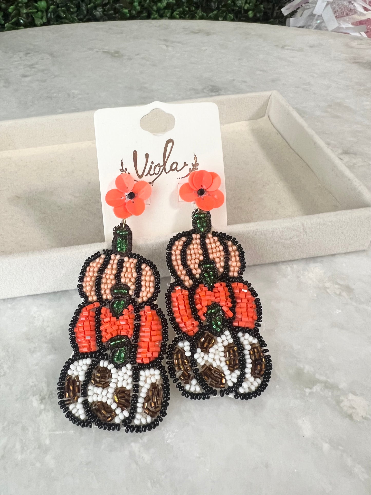 3 tier pumpkin earrings
