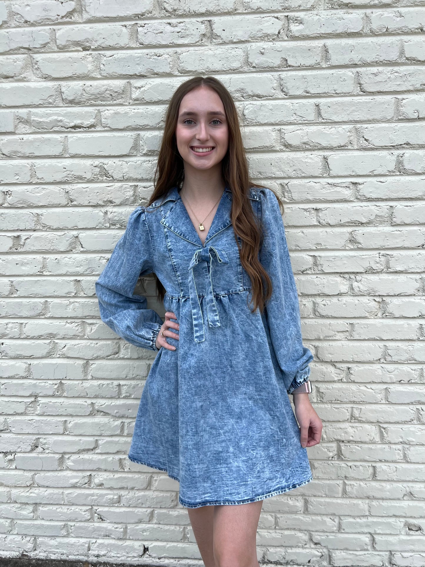 Washed Chambray Mini Dress