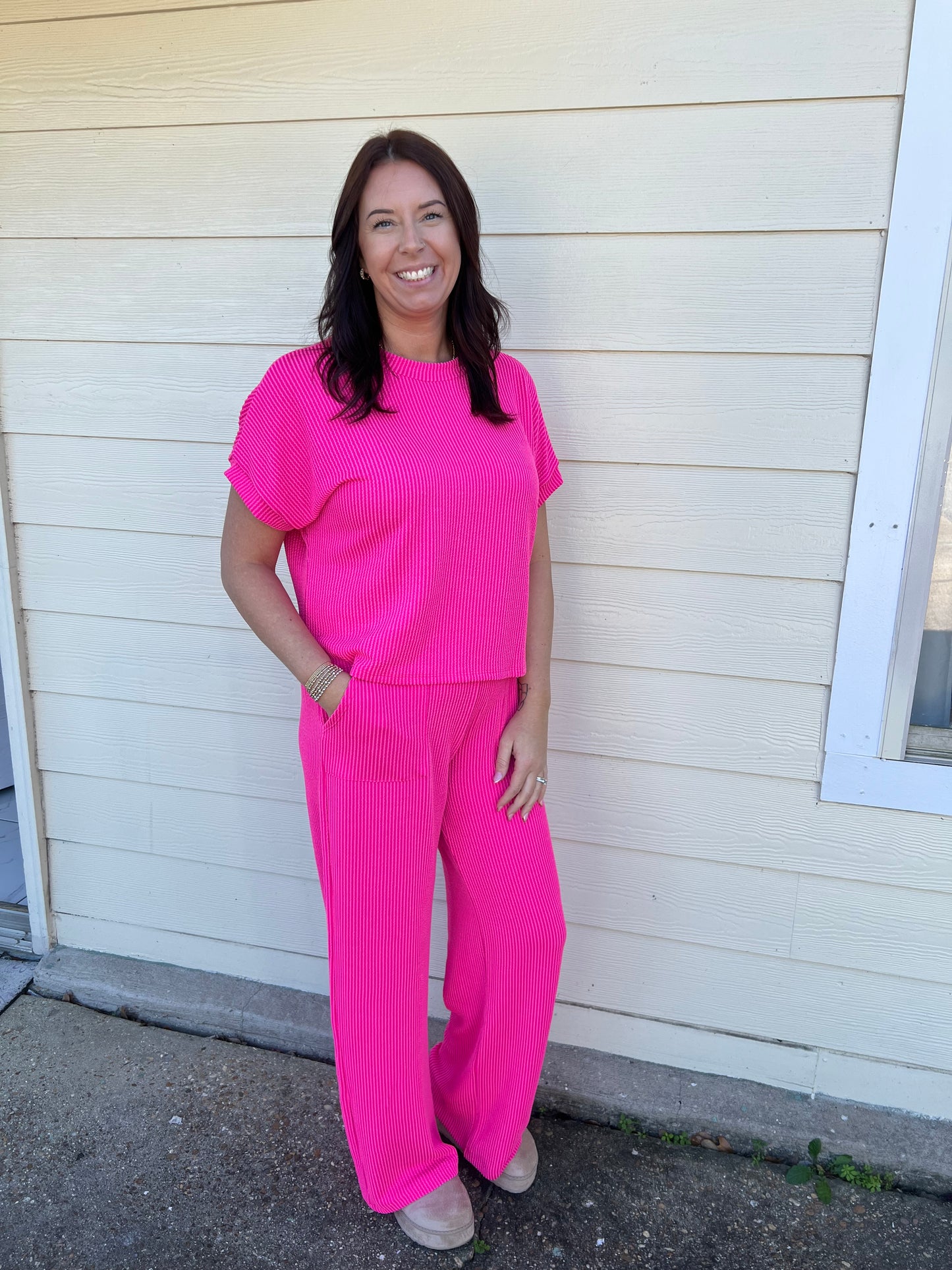 Wave Ribbed Pants Set
