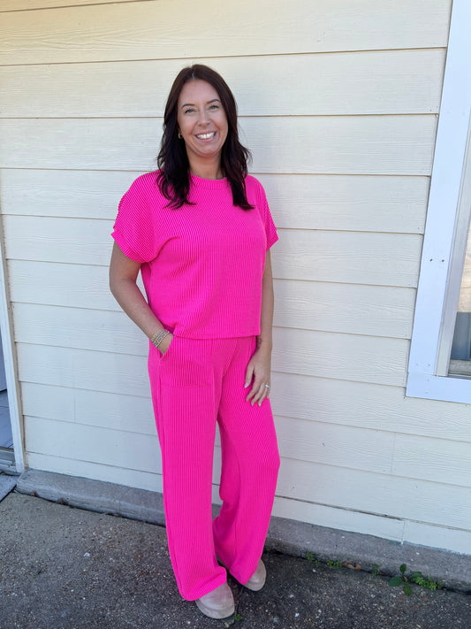 Wave Ribbed Pants Set