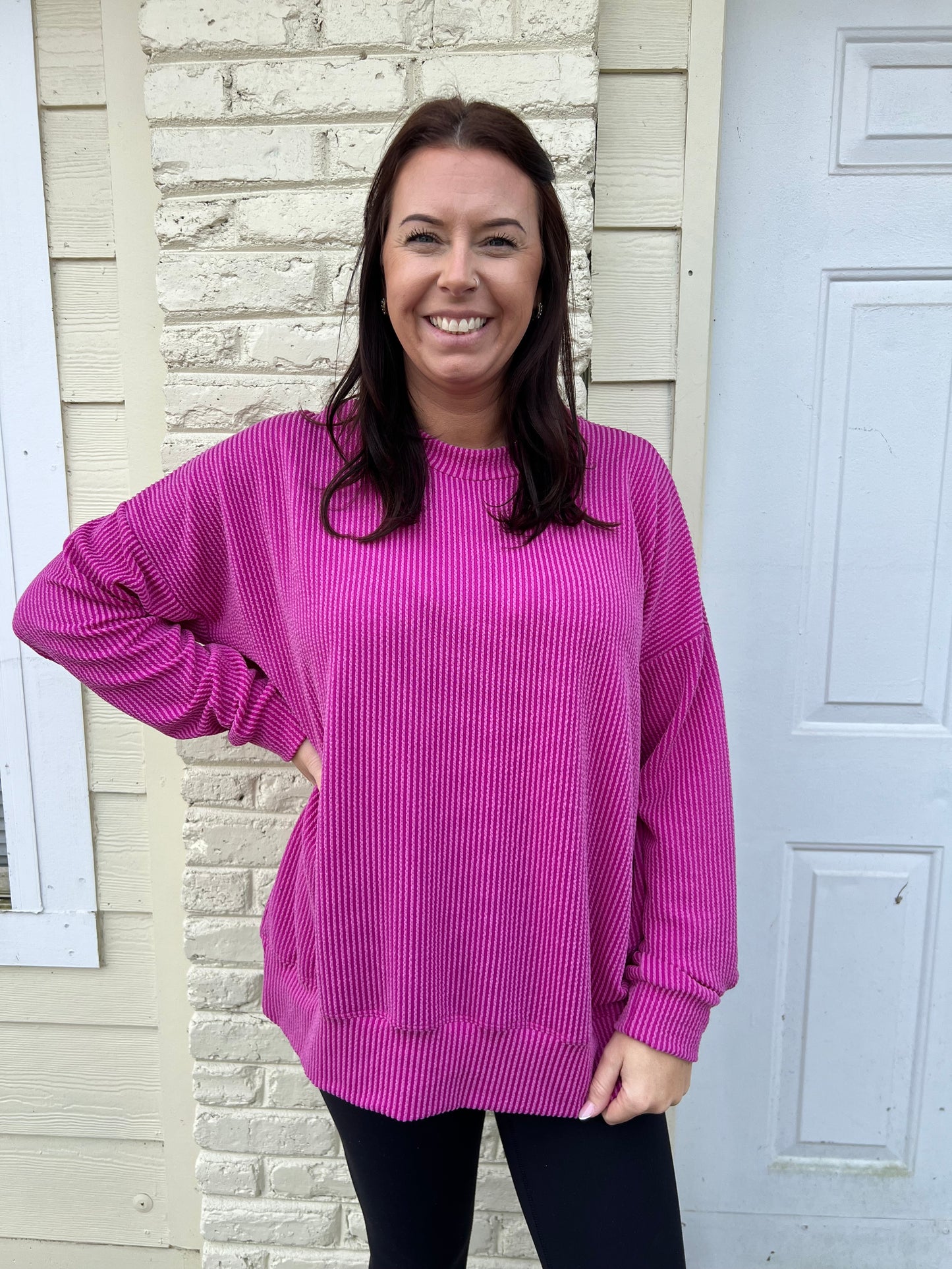 Waved Ribbed Oversized Top