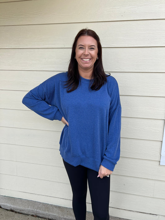 Waved Ribbed Oversized Top