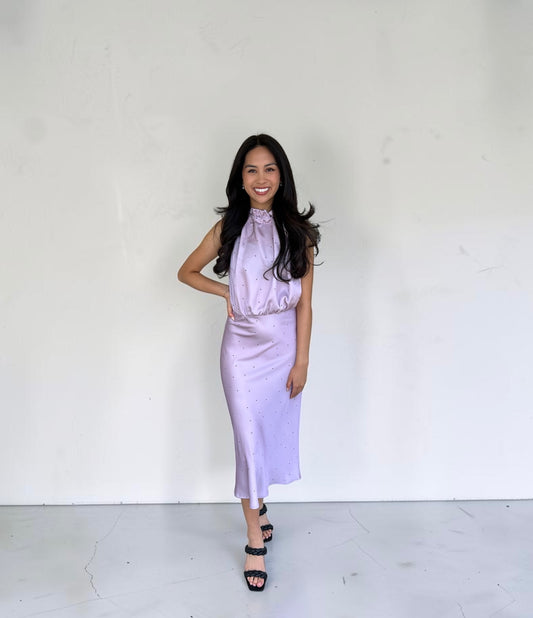 Penny Ruffle tie neck dress