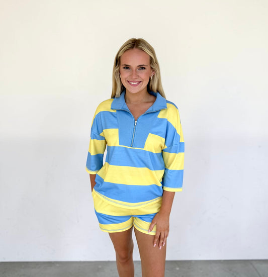 Large Striped Casual Short Set