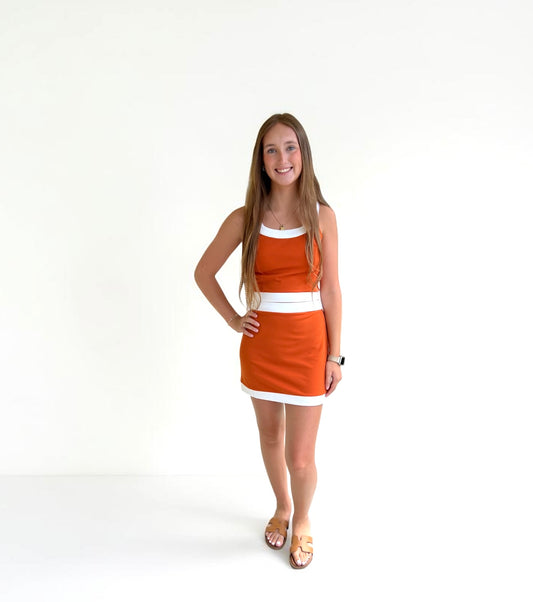 Game Day Retro Contrast Trim Two-Piece Skirt Set