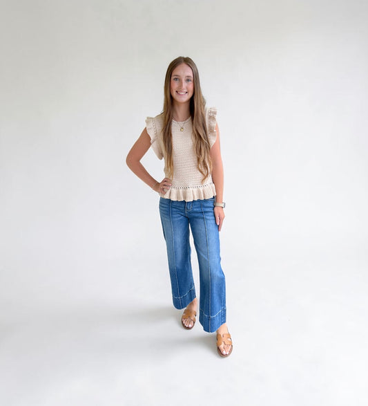 Ruffled Sweater Knit Top