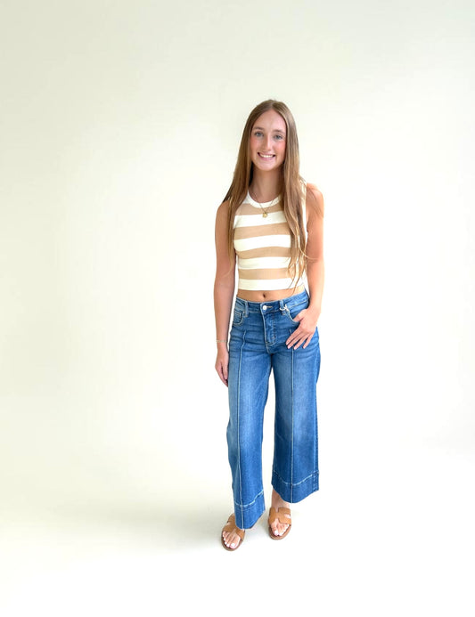 Striped Crop Tank Knit Top