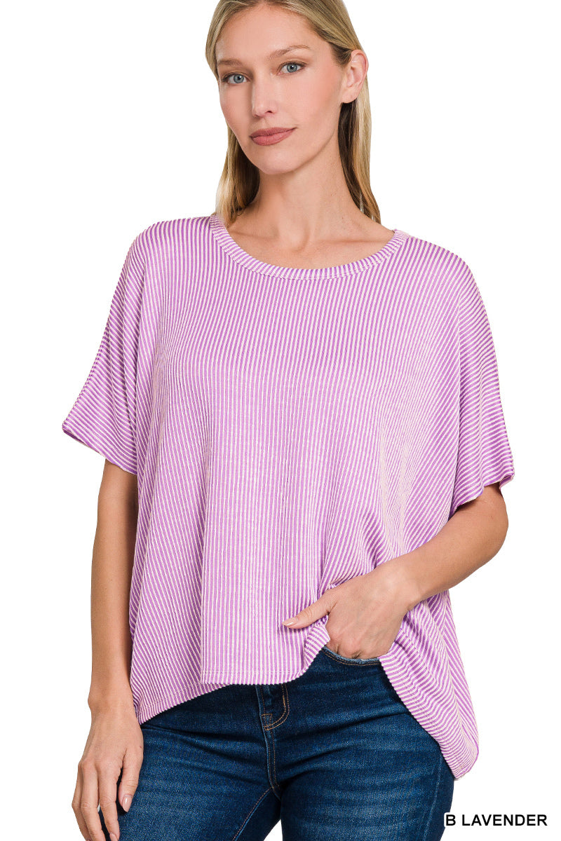 Ribbed Stripped Oversized Short Top