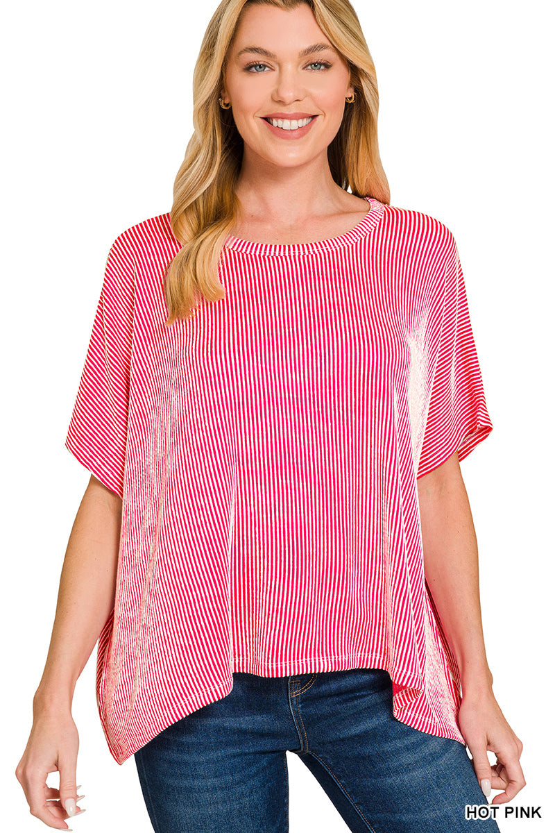 Ribbed Stripped Oversized Short Top
