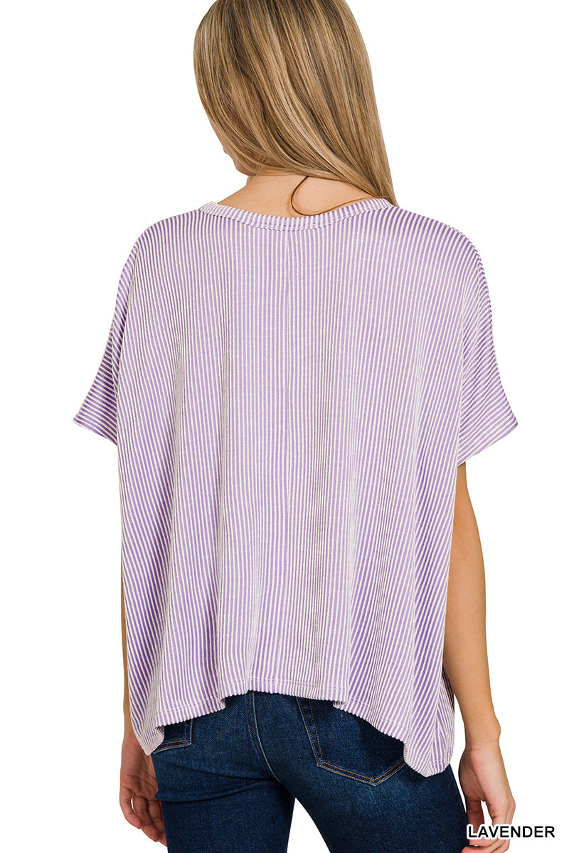 Ribbed Stripped Oversized Short Top