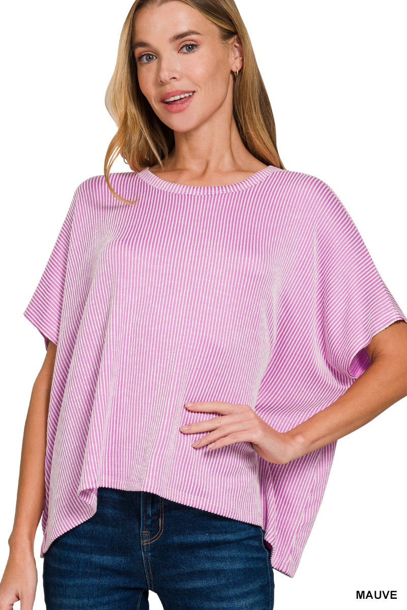 Ribbed Stripped Oversized Short Top