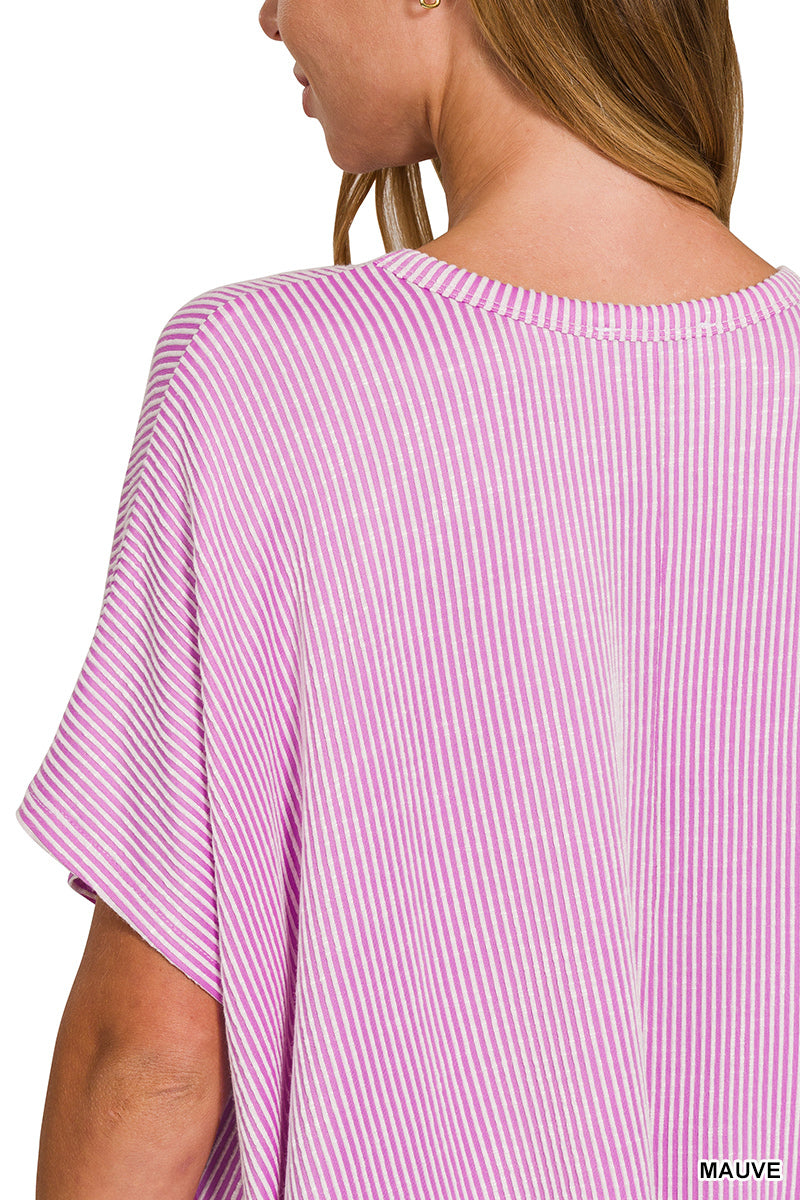 Ribbed Stripped Oversized Short Top
