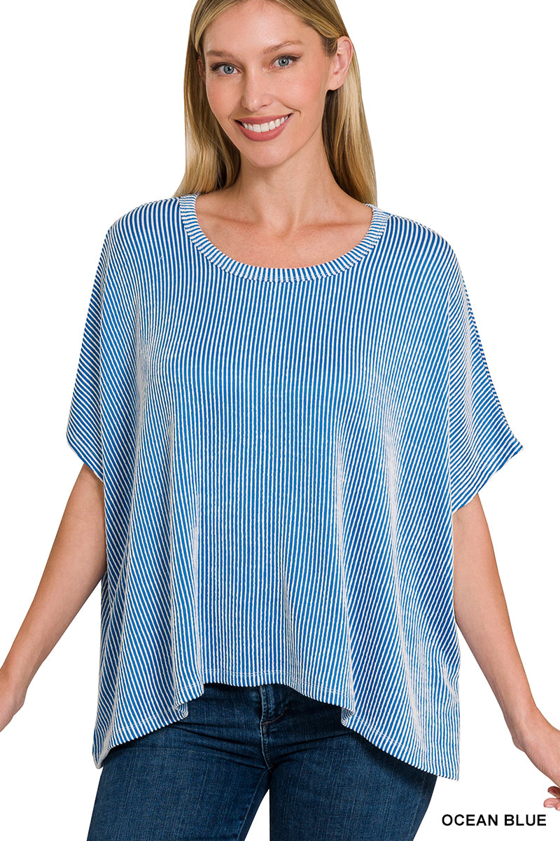 Ribbed Stripped Oversized Short Top