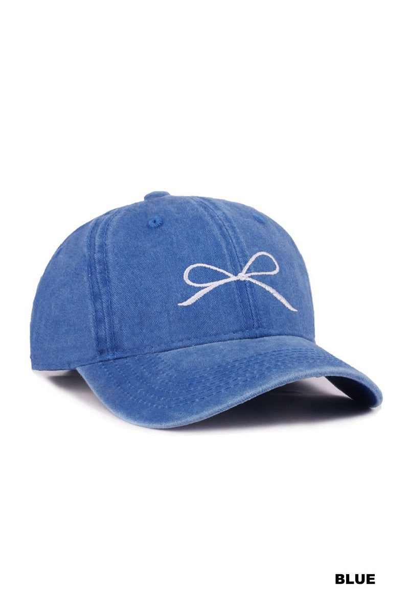 Ribbon Bow Washed Hat