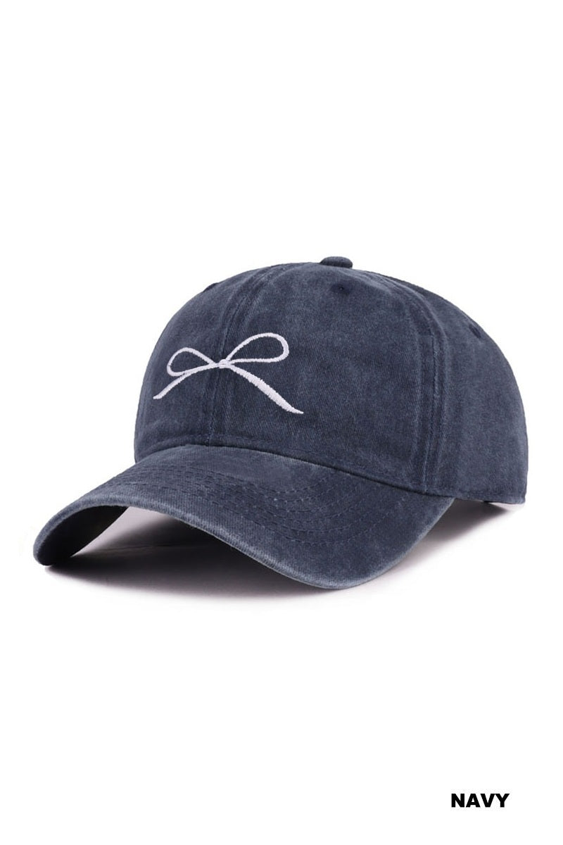 Ribbon Bow Washed Hat