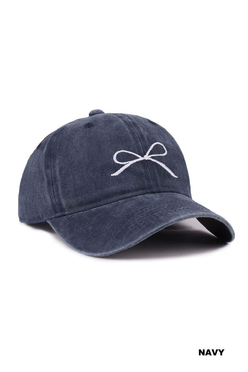 Ribbon Bow Washed Hat