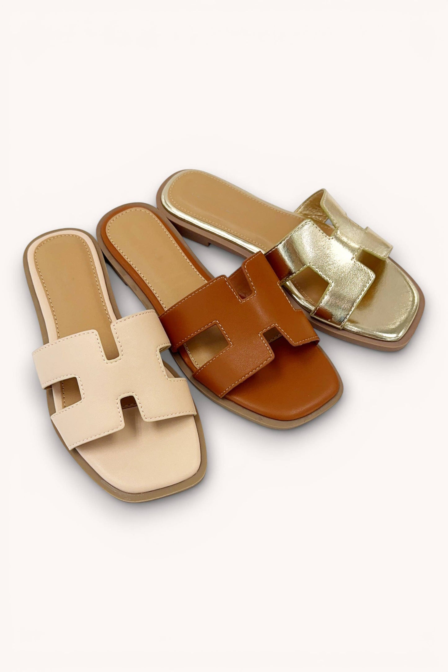 ELIO-20 SLEEK H-STRAP CHIC SQUARE TOE SHAPE SLIDE ON FLAT SA