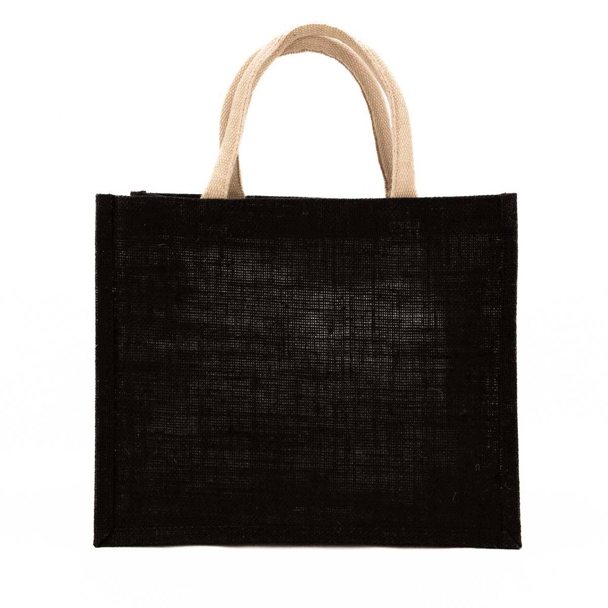 Jute Gift Tote   Black   12x10x8