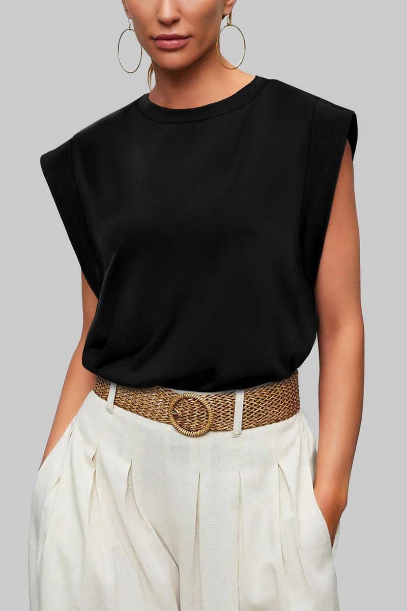 Round Neck Sleeveless Knit Top