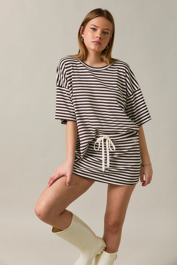 Oversized Striped Short Sleeve T-Shirt