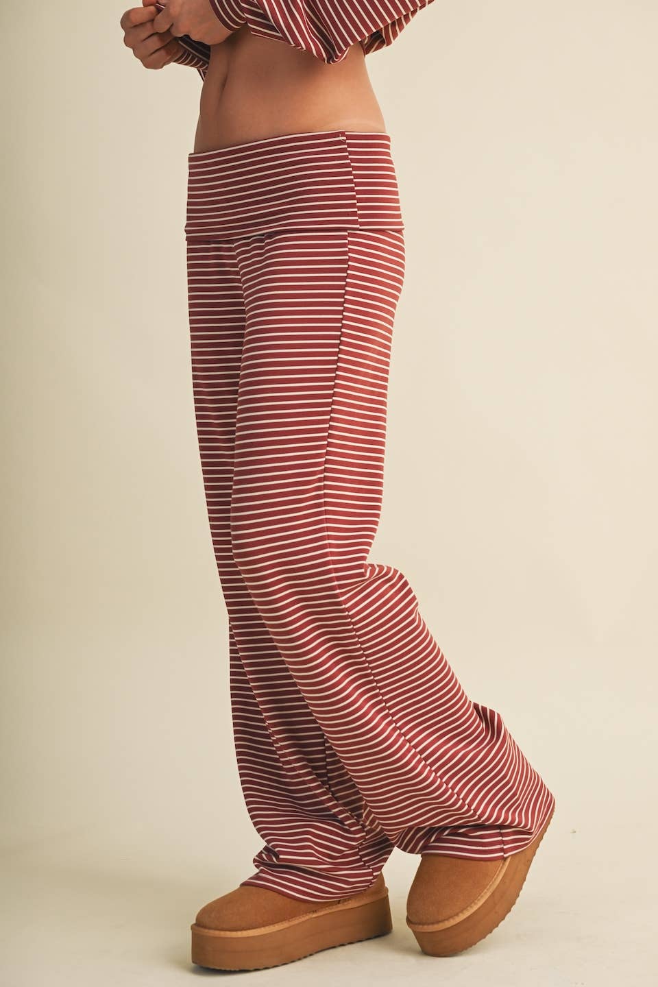 Striped Relaxed Foldover Pants