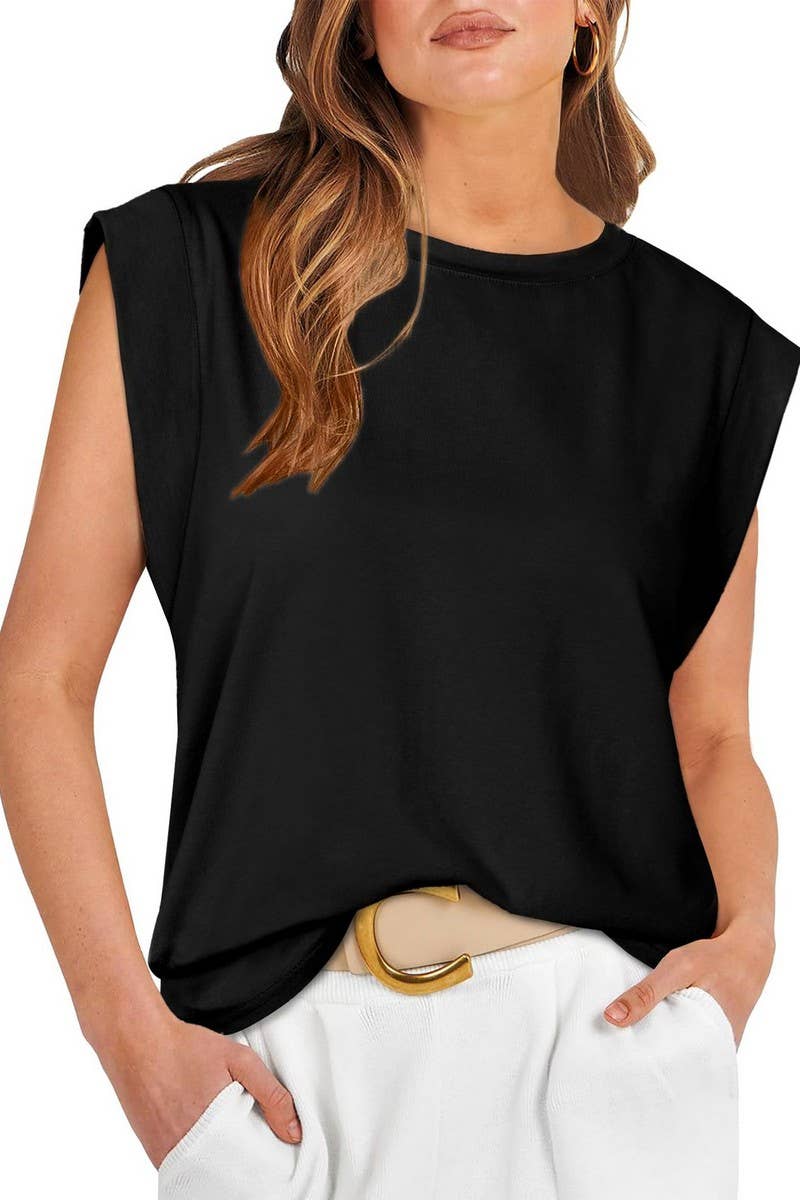 Round Neck Sleeveless Knit Top