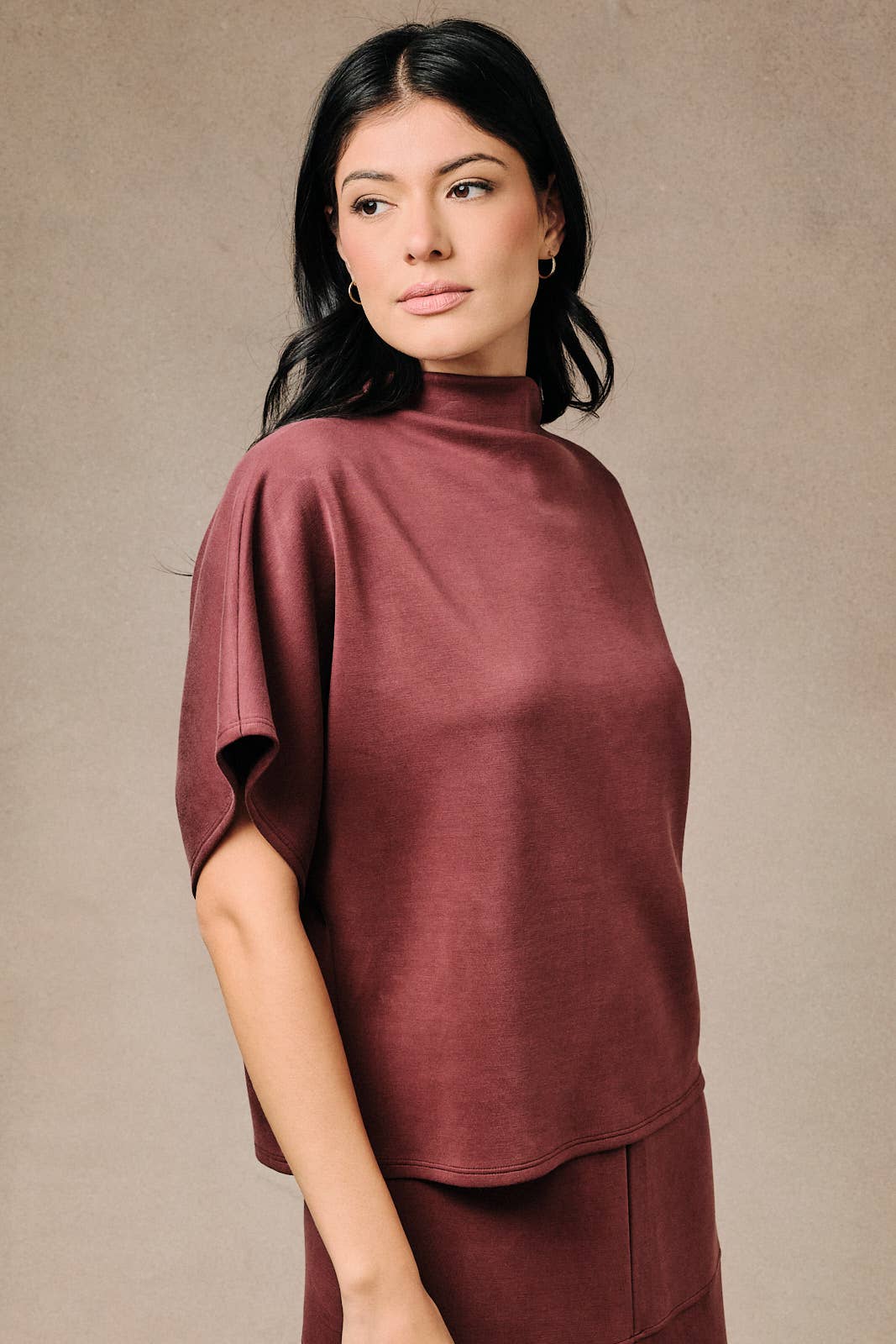 Mock Neck Dolman Top