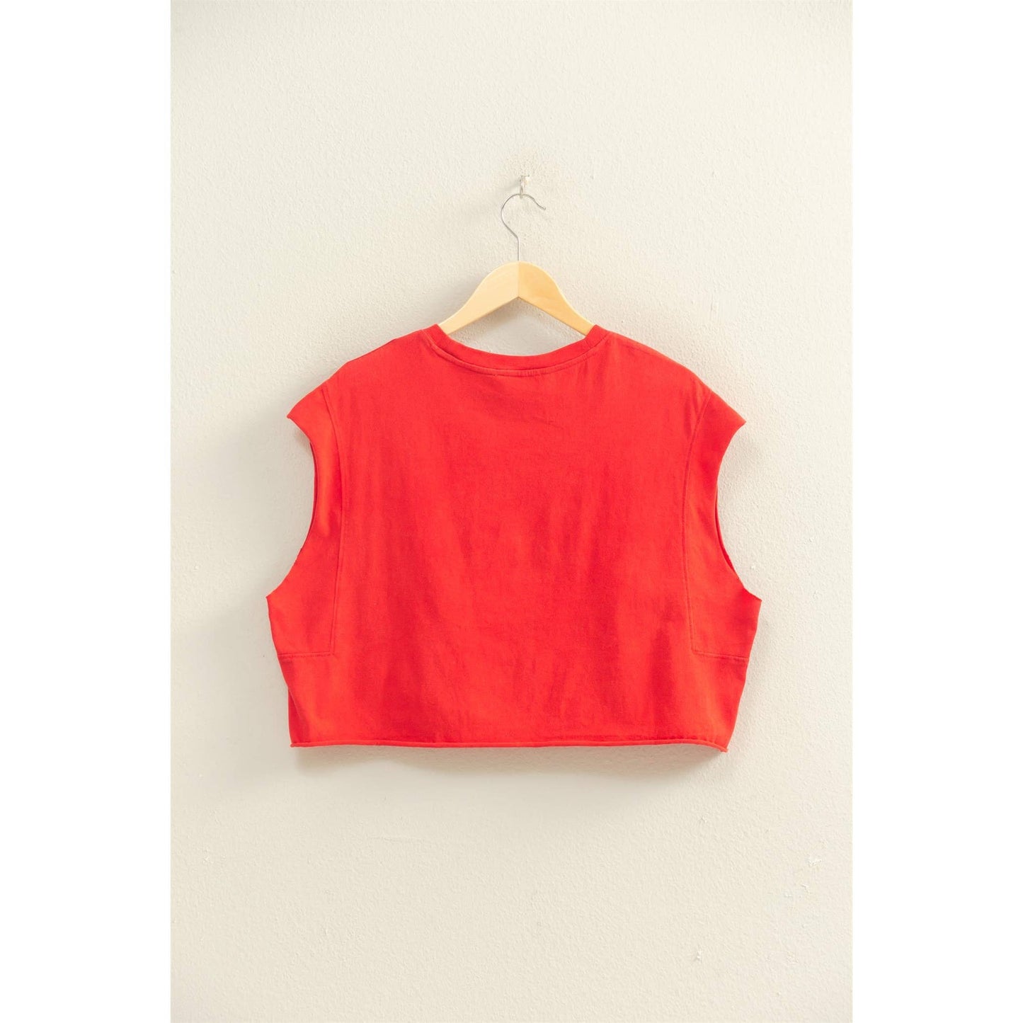 Crew Neck Boxy Sleeveless Cropped Top