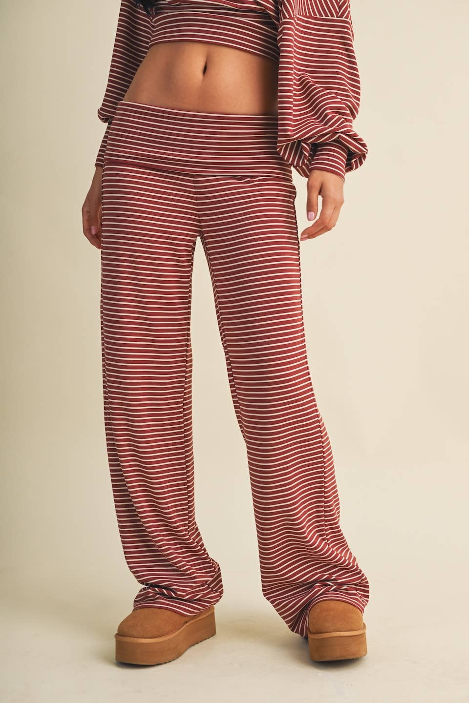 Striped Relaxed Foldover Pants