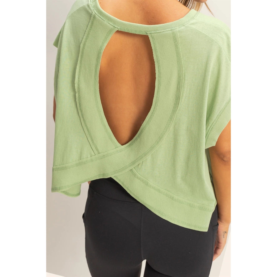 Boxy Crew Neck Open Back Top