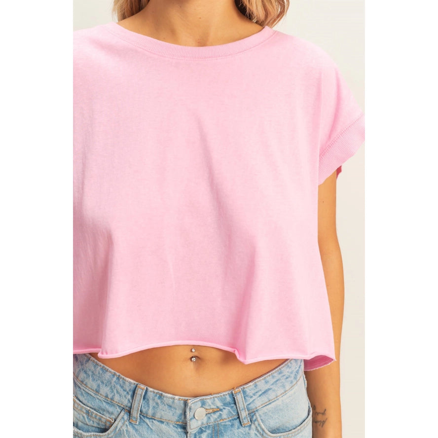 Boxy Crew Neck Open Back Top