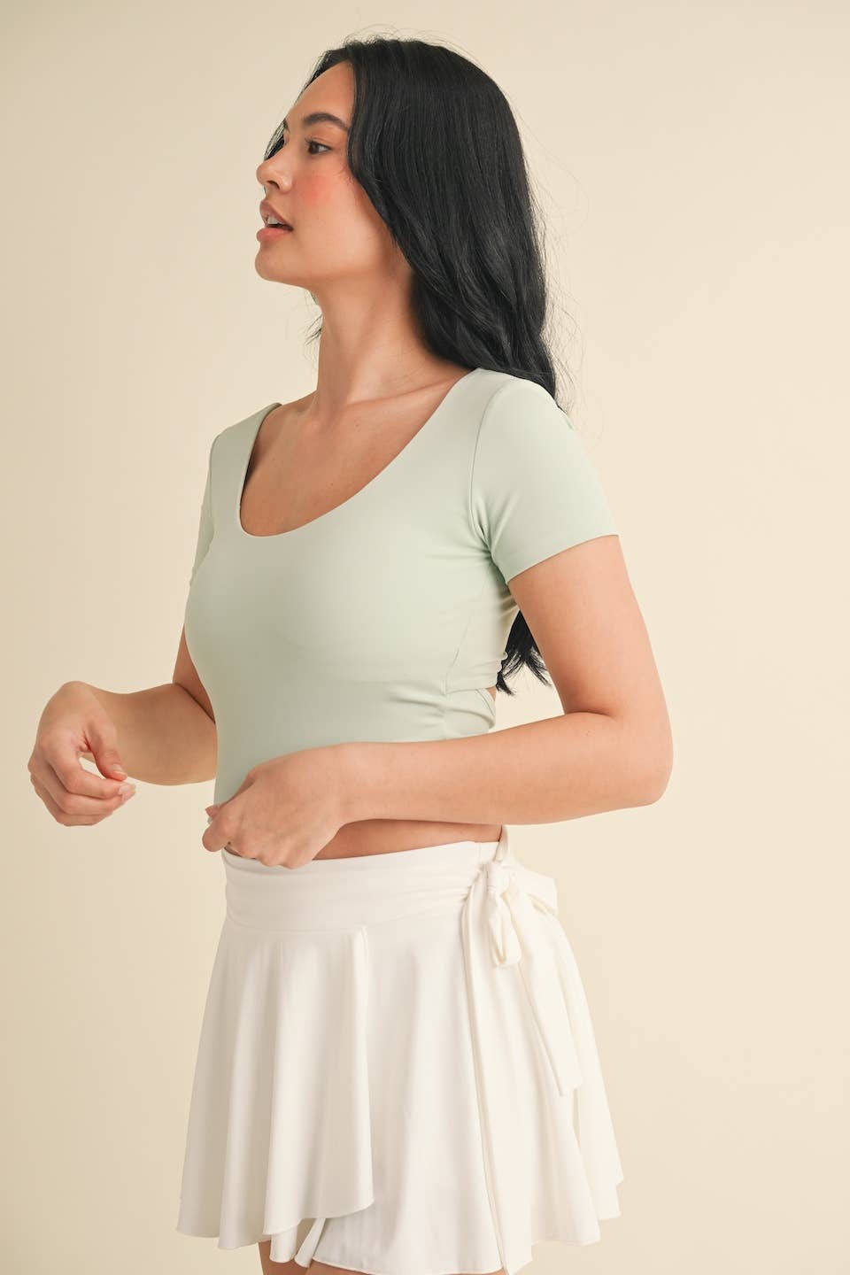 Twist Back Short Sleeve Top Mint