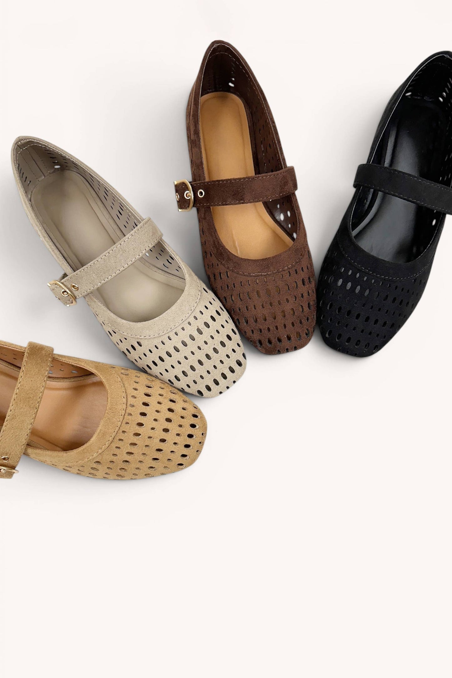 SHEILA Perforated Mary Jane Ballet Flats Breathable Punching