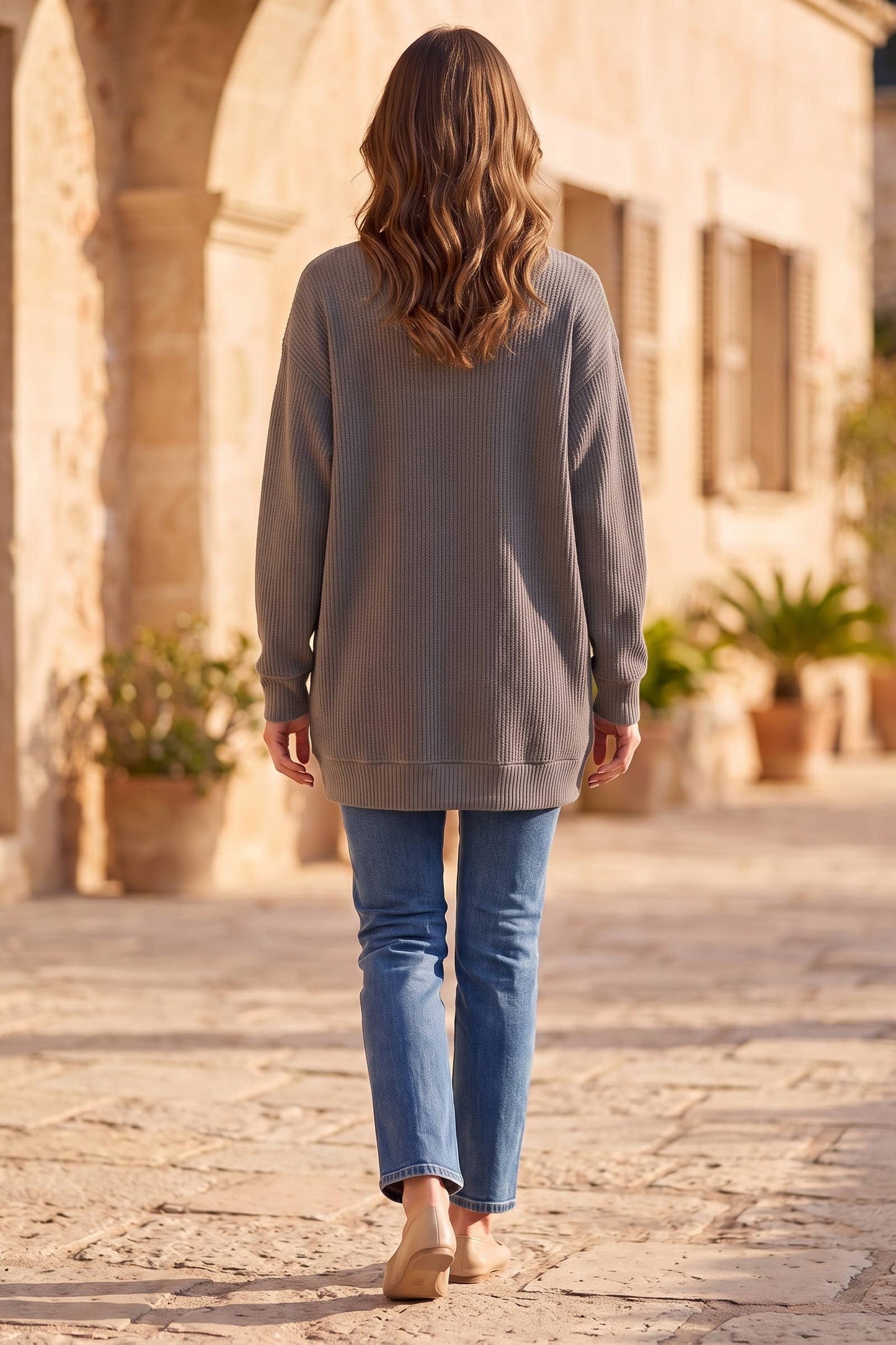 Curly Rib Relaxed Front Pocket Cardigan