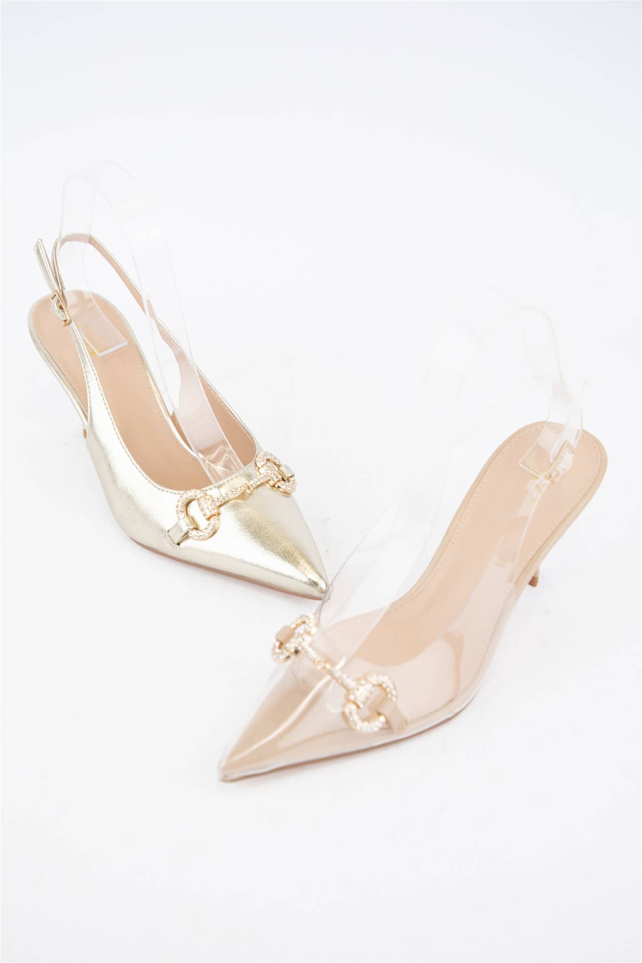 MARIBEL-1 LUXURY CRYSTAL HORSEBIT SLINGBACK HEELS