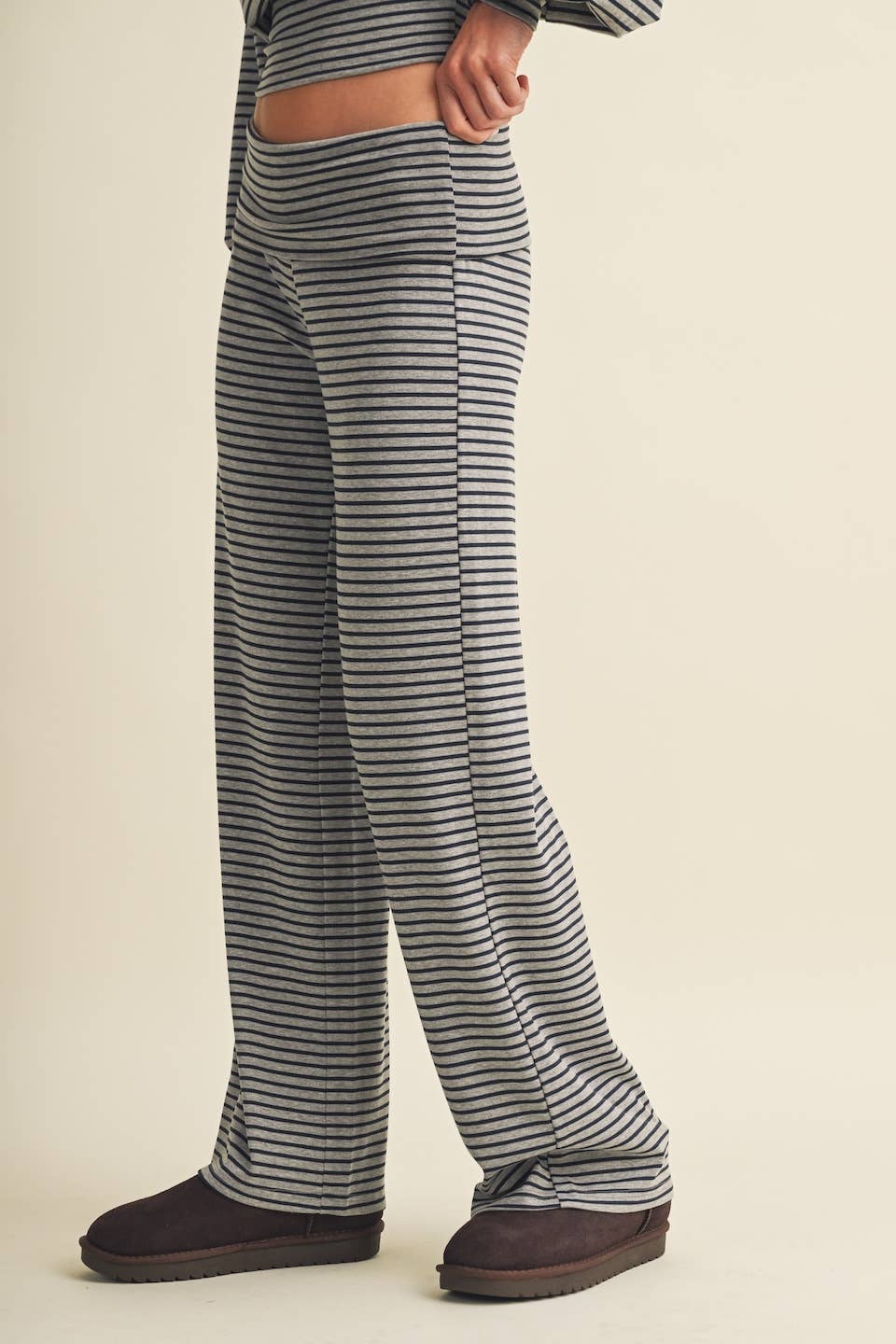 Striped Relaxed Foldover Pants