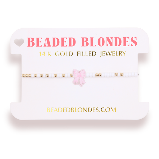 Pink Watercolor Bow Bracelet